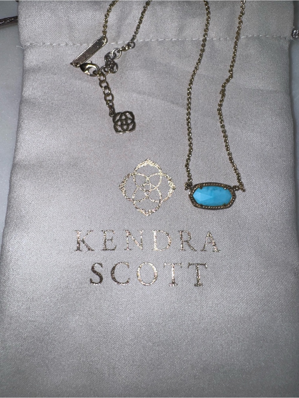 Kendra Scott Gold Necklace with Turquoise Blue Pendant